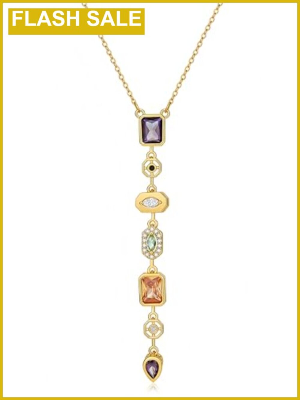 18K Gold Plated Chakra Y Necklace Dainty Women's Boho